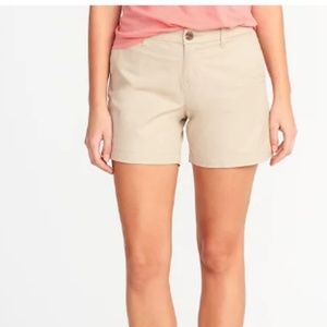 Old Navy Ladies 2 Shorts Mid Rise Khaki Twill EUC